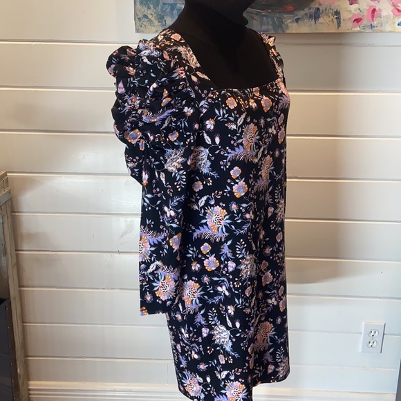 TED BAKER Dracena Square Neck Printed Mini Dress in Black. Ted:  4  US: 10- 12 - Picture 3 of 8